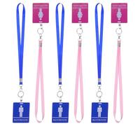 SHERCHPRY 6pcs PVC Bathroom Pass Lanyards with Key Holder - Reusable Student Restroom Badge Holders for Classroom and School Use, Gender Neutral Blue and Pink Passes