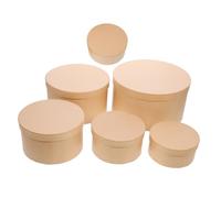 SHERCHPRY 6pcs Round Kraft Paper Gift Boxes with Lids Multisize DIY Cardboard Packaging for Flowers Cosmetics Cookies and Holiday Storage Sturdy Craft Paper Boxes for Gift Wrapping and