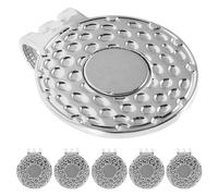 SHERCHPRY 6Pcs Silver 25Mm Golf Hat Clips with Double-Hole Ball Marker Holder for Golfers, Golf Cap Marker Accessories for Course Practice and On-Course Use