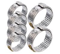 SHERCHPRY 6pcs Vintage Metal Wealth Rings for Men Women Decorative Chinese Style Finger Rings Symbol of Luck and Power Smooth Comfortable Fit