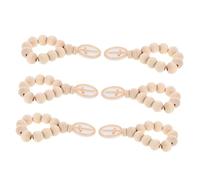 SHERCHPRY 6pcs Wooden Rosary Beads with Crucifix Hand Polished Smooth Texture Baptism Favor with White Organza Pouch for Christian Prayer Gifts and Religious Ceremonies