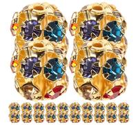 SHERCHPRY 90Pcs 8Mm Gold Rhinestone Spacer Beads for DIY Jewelry Making, Bracelet Craft Supplies, Loose Diamond Accent Beads for Garland and Handcraft Projects