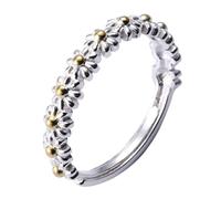 SHERCHPRY Adjustable Adorable Daisy Ring for Women, Silver Copper Statement | Fashionable Chic Style, Delicate Craftsmanship, Bar and Party Wear, Charming Floral Shape, Women Accessory
