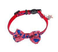 SHERCHPRY Adjustable American Flag Cat Collar with Bow Tie, Decorative Pet Kitten Neckwear, Holiday Usa Stars Stripes Design for Cats