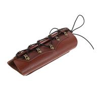 SHERCHPRY Adjustable Brown Pu Faux Leather Archery Arm Guard Forearm Protector with Cord Strap for Men and Women Archery Practice and Shooting