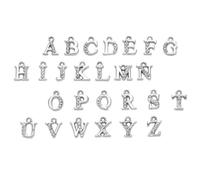 SHERCHPRY Alloy 26pcs Capital Letter Pendants DIY Charm Accessories White Gold Alphabet Pendants for Jewelry Making and Crafting