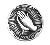 SHERCHPRY Alloy Praying Badge Brooch Vintage Sacred Hand Pin Silver Virgin Mary Collar Accessory for Women Religious Prayer Jewelry