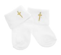 SHERCHPRY Baby Turn Cuff Baptism Socks Soft Cotton Infant Anti Slip Socks for 0-1 Year Old Newborn Christening and Walking Safety