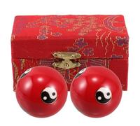 SHERCHPRY Baoding Balls Hand Therapy Set with Smooth Low-Temperature Enamel Surface, Red Tai Chi Design Hand Massage Balls for Joint Flexibility and Strength Training, Small Fitness Stress
