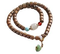 SHERCHPRY Bead Bracelet Buddhist Sandalwood Beads Meditation Prayer Wristband Womens Jade Agate Lotus Pendant Handmade Gift