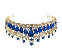 SHERCHPRY Brilliant Bride Crown Rhinestone Wedding Headdress for Women Elegant Hair Ornament for Dress Accessories for Weddings Parties and Special Events Blue