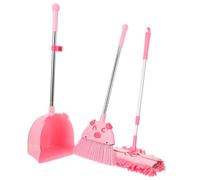 SHERCHPRY Broom Dustpan Mop Set for Adorable Pink Cartoon Cleaning Kit with Durable and Safe for Home and Kindergarten Use Easy to Maintain for Busy Parents
