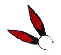 SHERCHPRY Bunny Ear Headband 33cm Black Faux Fur and Red Lining, Cute Costume Party Prop for Easter and Halloween Cosplay Accessories