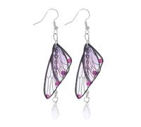 SHERCHPRY Butterfly Crystal Earrings for Women Purple Rhinestone Dangle Fairy Earrings Hanging Stud Nature for Party Dress up