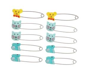 SHERCHPRY Cartoon Baby Safety Lock U-Shaped Pins with Animal Buckle for Infants, 10pcs Set Diaper Fasteners Baby Buckle Pins with Secure Locking Closures for Cloth Diapering Random Color