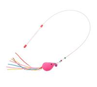 SHERCHPRY Cat Teasing Wand with Mouse Ribbon for Kitten Play | Pink Cartoon Style, PC Ribbon Cotton Lint Build, Indoor Activity and Rough Play for Cats