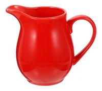 SHERCHPRY Ceramic Gravy Boat Sauce Container Red Milk Jug with Saucer 4.72 X 3.15 X 3.94 in for Serving Gravy Dipping Sauce Condiments Restaurant Home Catering