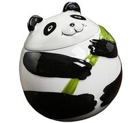 SHERCHPRY Ceramic Panda Shape Tea Sealed Jar for Household Use with Airtight Lid, Keeps Food Fresh and Dry, Black Ceramic Kitchen Jar for Loose Leaf Tea Storage