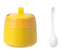 SHERCHPRY Ceramic Seasoning Jar with Spoon and Lid Salt Container Porcelain Sugar Pot Spice Canister for Kitchen Home Storage and Condiment Use