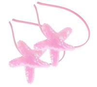 SHERCHPRY Children’s Sea Star Headband 2pcs, Light Pink Toddler Hairband Glitter Hair Accessory for Little Girls, Cute Ocean Animal Design for Birthday and Daily Wear