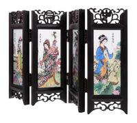 SHERCHPRY Chinese Style Retro Folding Small Room Divider Screen Panel Antique Decorative Screen for Home Decoration Black Four Great Beauties Design Random Style