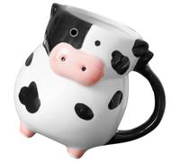 SHERCHPRY Coffee Mug with Non-Skid Feet 3D Large Capacity Cow Shaped Ceramic Versatile Use Cute and Unique Design for Office and Multiple Occasions for Women
