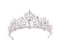 SHERCHPRY Crystal Alloy Bridal Tiara Crown for Women Silver Pink Glitter Wedding Hair Ornament Lightweight Durable Headpiece for Engagements and Party Hair Accessories