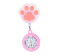 SHERCHPRY Cute Cat Paw Nurse Watch Retractable Cord Quartz Pocket Watch for Students and Medical Staff Luminous Clip-on Design for Easy Use