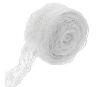 SHERCHPRY Decorative White Wide Lace Trim Roll for Sewing DIY Craft Dressmaking, Floral Embroidered Mesh Fabric with Lace Edging, 15cm Width Suitable for Wedding Gown Embellishments
