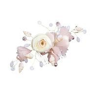 SHERCHPRY Delicate Zircon Wedding Flower Hair Comb for Brides Pink Floral Bridal Headdress Elegant Hair Accessory for Weddings Proms and Special Occasions
