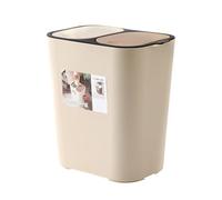 SHERCHPRY Double Kitchen Bin Garbage Container with Dry and Wet Separation, Practical Plastic Trash Can with Large Openings and Touch Button Lid, Suitable for Living Room and Kitchen Use
