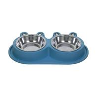 SHERCHPRY Double Pet Feeder Bowl for Serving Food and Water Simultaneously with Moat Design and Non-slip Base, Non-spill Made of Sturdy Pp Material Cat and Dog Bowl during Indoor Mealtime