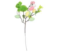SHERCHPRY Easter Bunny Picks with Colorful Foam Speckled Eggs, 28cm Green Flocked Rabbit Branch for Spring Flower Arrangements and Easter Egg Bouquets, DIY Floral Spray for Garden and Yard