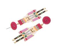 SHERCHPRY Elegant Nutcracker Earrings for Women Alloy Rhinestone Bead Unique Holiday Jewelry Fun Clip-On Accessories for Girls and Weddings