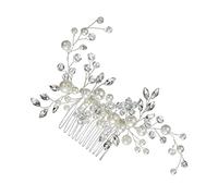 SHERCHPRY Elegant Pearl Hair Comb Bridal Accessory Graceful Silver Ornament for Weddings Parties and Special Occasions Handmade Crystal Flower Design for Women