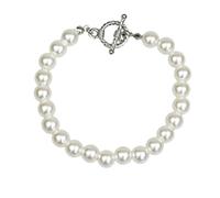 SHERCHPRY Elegant White Simulated Pearl Beaded Bracelet for Women Handcrafted Baroque Style with Clasp and Comfortable Jewelry for Parties Daily Wear and Special Occasions