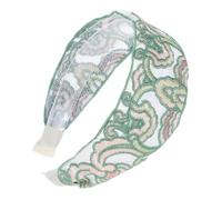 SHERCHPRY Embroidered Floral Headband for Women Fashionable Hair Accessory Unique Gauze Design Comfortable Wide Hair Band for Sweet Floral Embroidery for Daily Wear