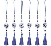 SHERCHPRY Evil Eye for Rear View Mirror Hanging Decorations and Heart-shaped Charms Lightweight Metal and Glass 6 Pcs Car Hanging Ornaments with Tassels and Office Accessories