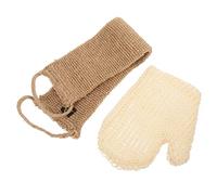 SHERCHPRY Exfoliating Back Scrubber Shower Gloves 2pcs Set 60x11cm Dual-sided Jute Bath Mitts for Body Cleaning and Dead Skin Removal Suitable for Adult Women Bathing