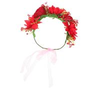 SHERCHPRY Flower Girl Hair Accessory: Bridal Headband Wreath Red Flower Crown Wedding Hair Accessories - Artificial Floral Headdress For Bride