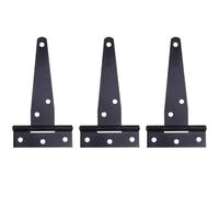 SHERCHPRY gate Hinge T Shape Hinges 4PCS Black Iron, Heavy Duty Sturdy Triangle Hinges with 6 Positioned Screw Holes for Shed Door and Gate, Fast Dismantle Hardware