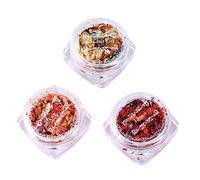 SHERCHPRY Gold Leaf Flakes Metallic Foil Nail Art Decoration Kit 3pcs for Manicure DIY Crafts Beauty Accessories