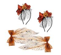 SHERCHPRY Halloween Pumpkin Hair Hoop Spider Web Lace Tulle Mesh Bow Clip Spooky Decorative Hair Accessories for Women Girls Party Cosplay Photo Props