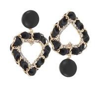 SHERCHPRY Heart Earrings Dangle Design with Rhinestone for Women Boho Leather Drop Earrings Vintage Charm Jewelry Occasion Comfortable Luxury Dazzling Brilliance