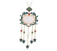 SHERCHPRY Jade Pendant Lock Necklace Enamel Design 24K Gold-Plated Retro Style Clavicle Chain for Women Chinese Jewelry for Special Occasions