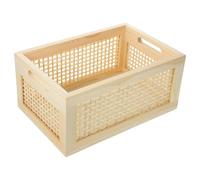 SHERCHPRY Large Capacity Desktop Storage Basket with Smooth Woven Wood Surface, Practical Bamboo Basket for Storing Magazines and Hand Towels, Handmade Woven Desktop Bamboo Bin