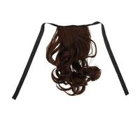 SHERCHPRY Light Brown Curly Ponytail Extension Human Hair Drawstring Wavy Hairpiece for Women Chic High Ponytail Short Hairpiece Comfortable Material