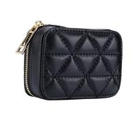 SHERCHPRY Lipstick Storage Bag and Cosmetic Makeup Pouch Small Portable Black Travel Lipstick Holder with Mirror for Women