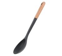 SHERCHPRY Long Wood Handle Silicone Cooking Spoon Non-Stick Soup Mixing Spoon with Seamless Design and Easy to Clean Feature for Meal Preparation the Kitchen
