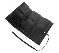 SHERCHPRY Makeup Rolling Case for 10 Brushes Black PU Portable Makeup Brush Holder Adjustable Strap for Travel